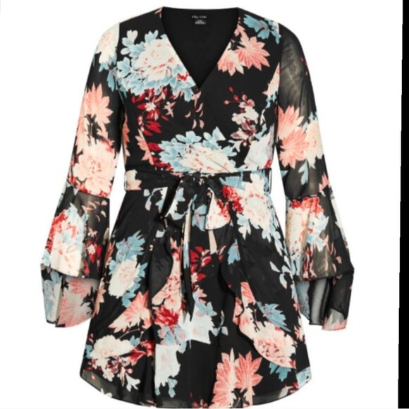 City Chic Black Summer Flirt Floral Dress 12 NWT - Picture 3 of 6